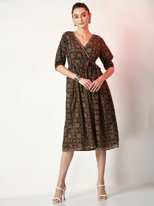 Women's Multi Empire Printed Dress - Myshka