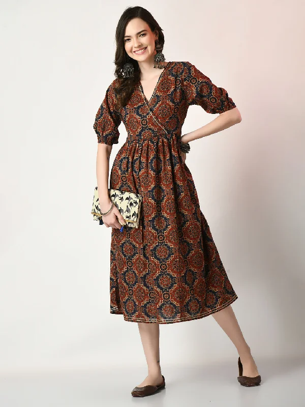 Women's Multi Empire Printed Dress - Myshka