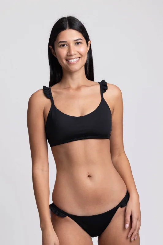 Karlee Bikini Bottom - Black Floral high-waisted bikini, Feminine, Retro, Trendy