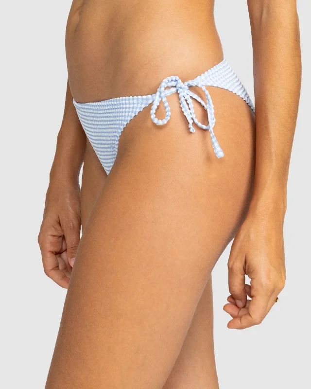 Womens Gingham Tie Side Cheeky Bikini Bottom Floral print swimsuit, Feminine, Beachwear, Trendy