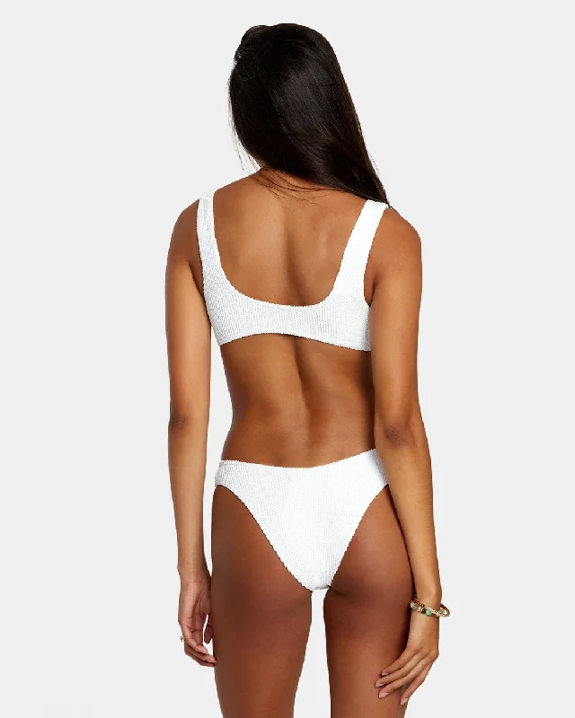 Grooves Texture High Leg Bikini Bottoms - Whisper White Glitter bikini, Sparkly, Glamorous, Fashionable