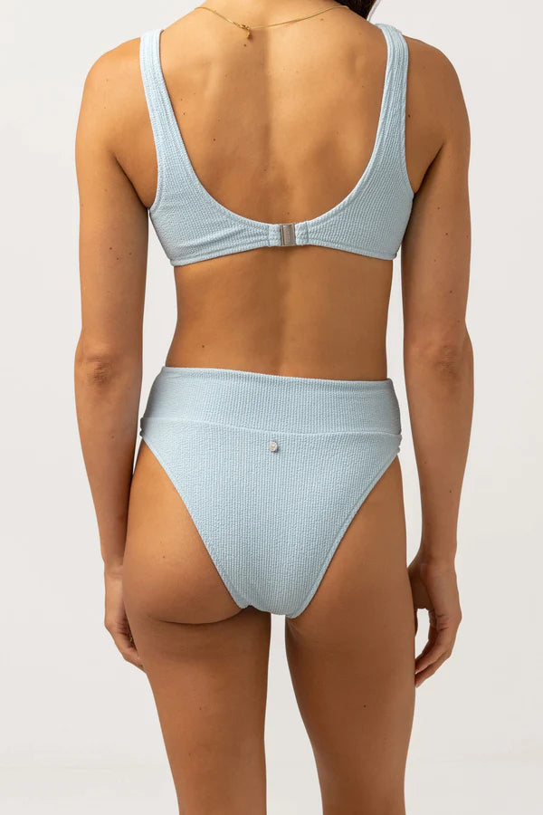 RHYTHM Women's Isla Rib Hi Hip Banded Bikini Bottom Cool Blue V-neck bikini, Sexy, Trendy, Comfortable