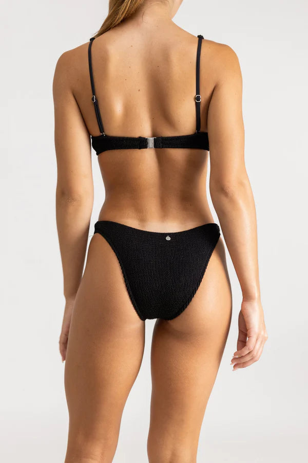 RHYTHM Women's Wave Break Hi Cut Bikini Bottom Black Two-piece bikini, Classic, Comfortable, Swimwear