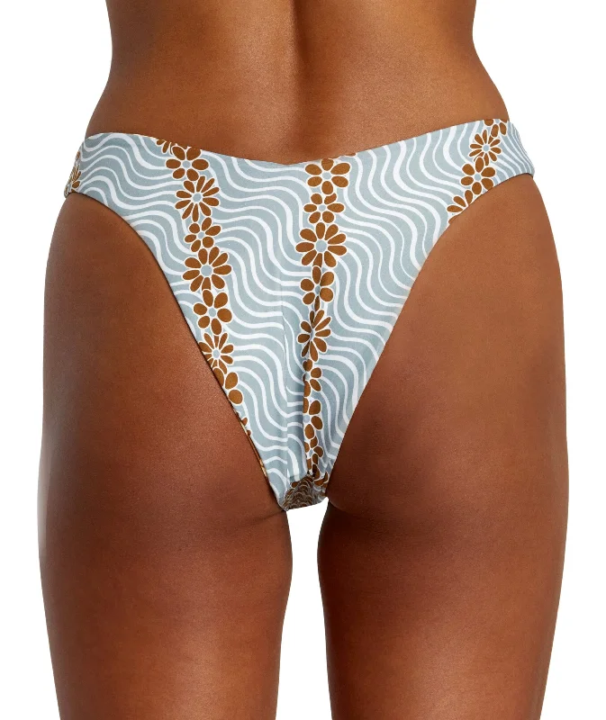 RVCA Women's MIcro Magic Reversible High Leg Bikini Bottom Shale Sporty two-piece, Athletic, Comfortable, Trendy