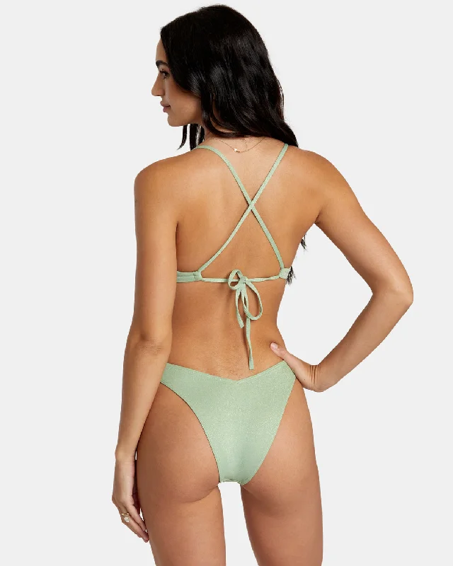 Solid Lurex High Leg Bikini Bottoms - Seafoam Triangle top bikini, Classic, Sexy, Comfortable