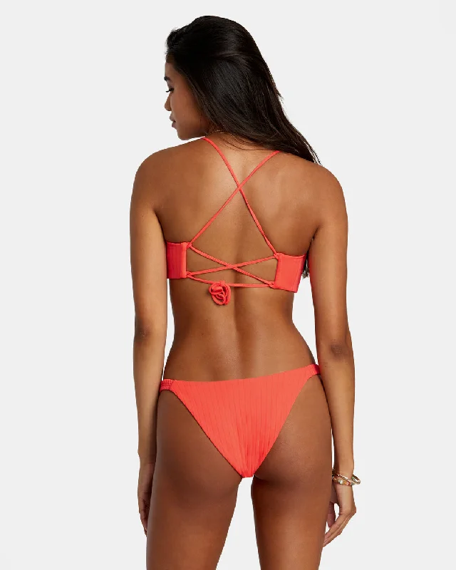 Solid Streak Medium Bikini Bottoms - Neon Red Eco-friendly swimwear, Sustainable, Trendy, Fashionable