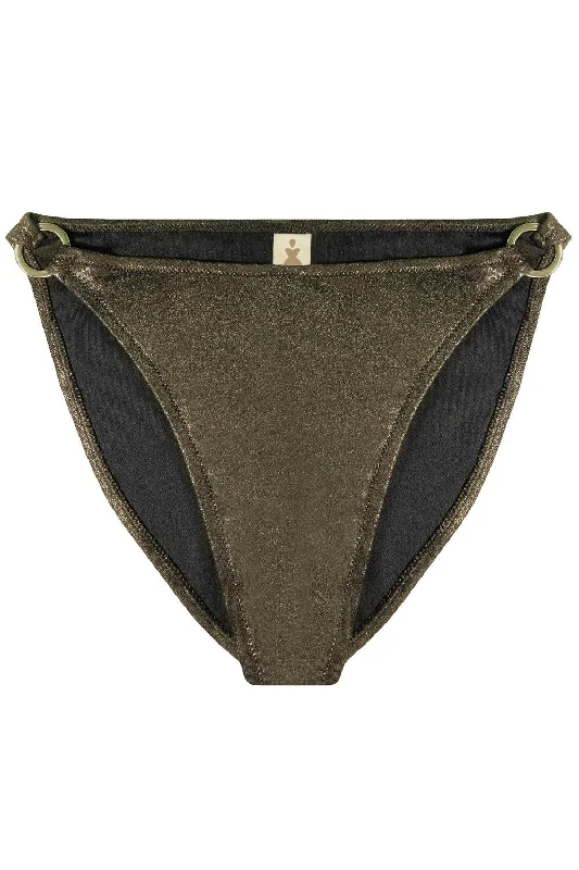 Titaniya Gold Black high waisted bikini bottom Tie front bikini, Adjustable, Sexy, Comfortable