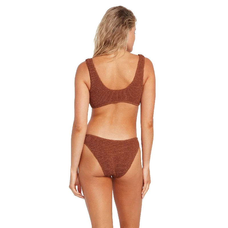 VOLCOM Women's Simply Scrunch Skimpy Bikini Bottoms Rustic Brown Brazilian bikini, Sexy, Comfortable, Summer